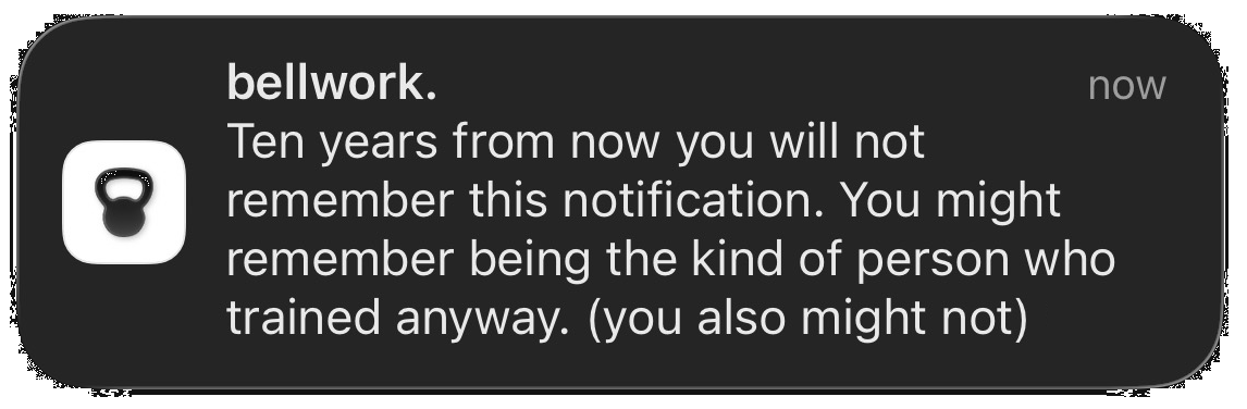A Bellwork training reminder notification.